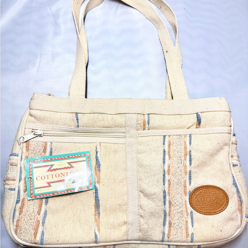 Cream and Tan Women's Bag